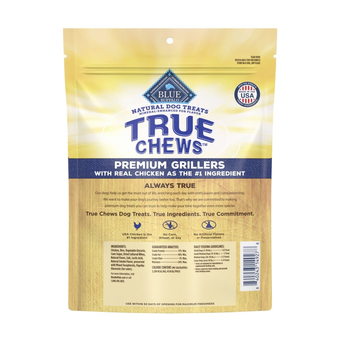 Blue buffalo dog treats true chews premium grillers with real chicken 12 oz