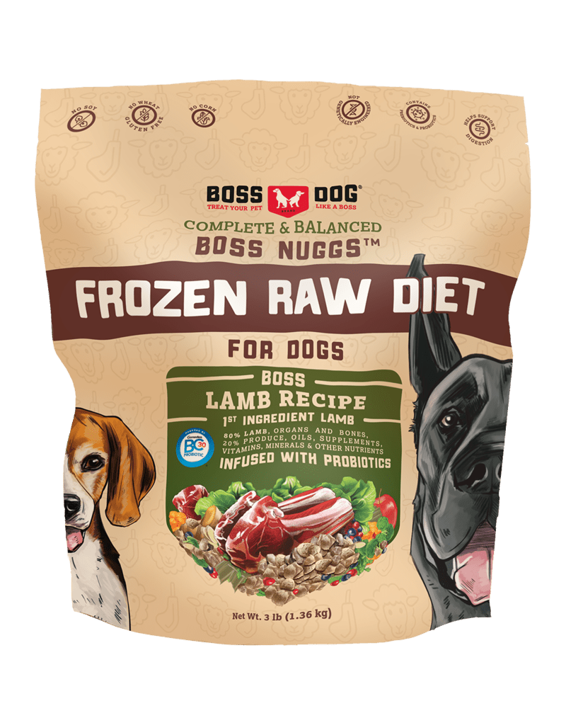 Boss dog nuggs frozen raw diet lamb recipe 3lb