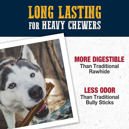 Cadet Bully Hide Sticks for Dogs - All - Natural Bully Stick & Beef Hide Dog Chews - Long Lasting Bully Sticks Alternative Made with 2 Ingredients - Dog Chews for Aggressive Chewers, Large - 768303705632