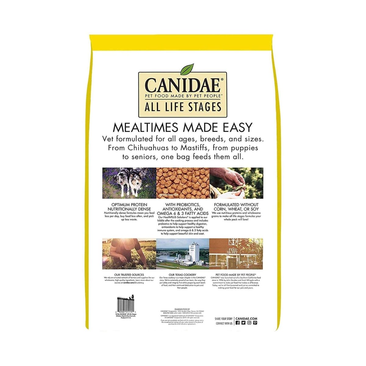 Canidae All Life Stages Premium Dry Dog Food for All Breeds, All Ages, Chicken Meal & Rice Recipe, 27 lbs. - 640461011308