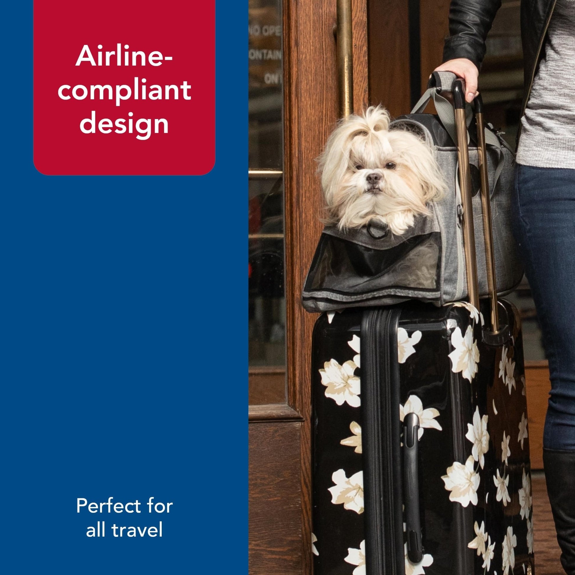 Coastal Pet Bergan Comfort Carrier - Safe and Comfortable for Dog & Cat Travel - Airline Friendly Soft and Breathable Carrier for Pet Owners - Heather Bermuda, 19" x 10" x 13"