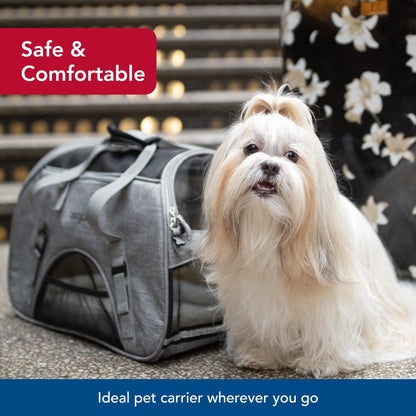 Coastal Pet Bergan Comfort Carrier - Safe and Comfortable for Dog & Cat Travel - Airline Friendly Soft and Breathable Carrier for Pet Owners - Heather Grey, 16" x 8" x 11"