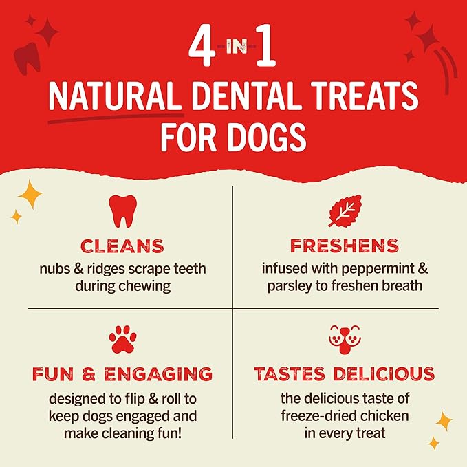 Dental delights fun and functional cleaning treats Stella and Chewy’s 4 in 1 large dental treats for dogs