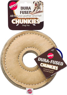 Durafused natural leather chunkies dog toy
