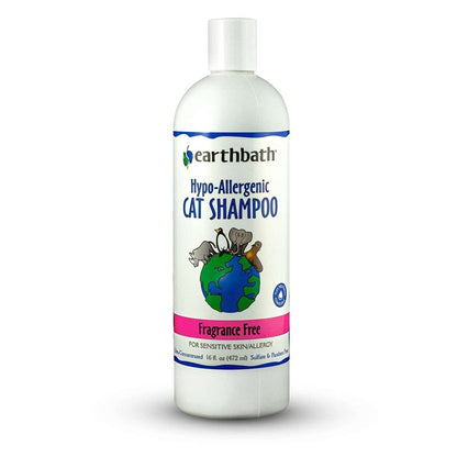 earthbath Hypoallergenic Cat Shampoo - Fragrance Free Cat Shampoo for Allergies and Itching - Cruelty Free Cat Wash - Gentle & Soothing Kitty Shampoo - 16 Oz - cat shampoo - 602644021221
