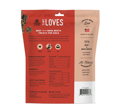 Farmland Traditions Tiny Loves Jerky Trainer Treats for Dogs w/Bone Broth (Beef, 12 oz.) - 884713001345