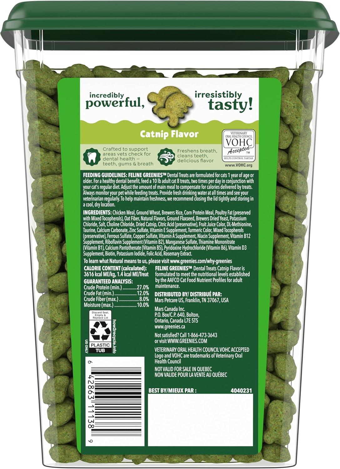 Feline greenies dental treats catnip flavor 9.75 oz