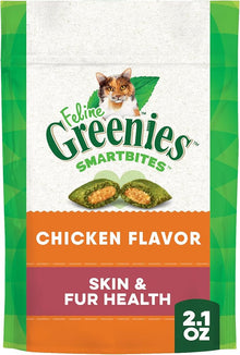 Feline greenies smartbites chicken flavor skin and fur health