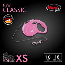 FLEXI New Classic Retractable Dog Leash Cord - Ergonomic - Durable and Tangle Free Pet Walking Leash for Dogs Up to 18 lbs - Extra Small - 10 ft - Pink - dog leash - 840317107289