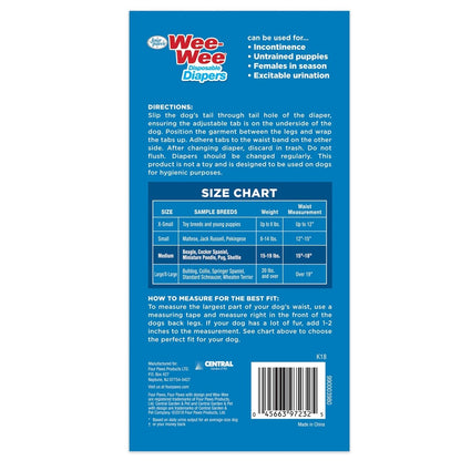 Four Paws Wee - Wee Disposable Dog Diapers - Medium - 12 Count - diapers - 045663972325