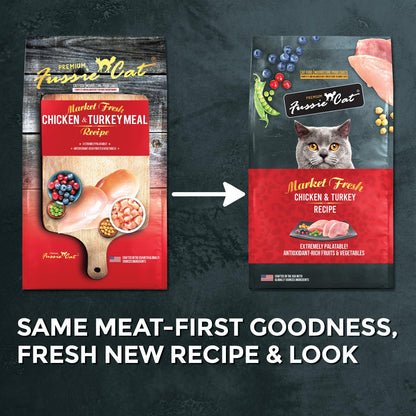 Fussie Cat Market Fresh Chicken & Turkey Recipe, Dry Cat Food, 3.5lb Bag