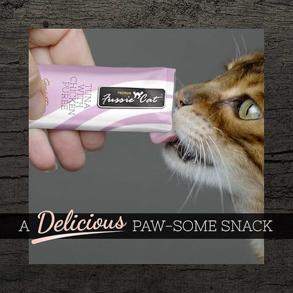 Fussie Cat Tuna with Chicken Purée 4 count single serve tubes