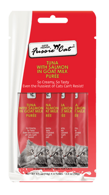 Fussie cat tuna with salmon in goat milk purée