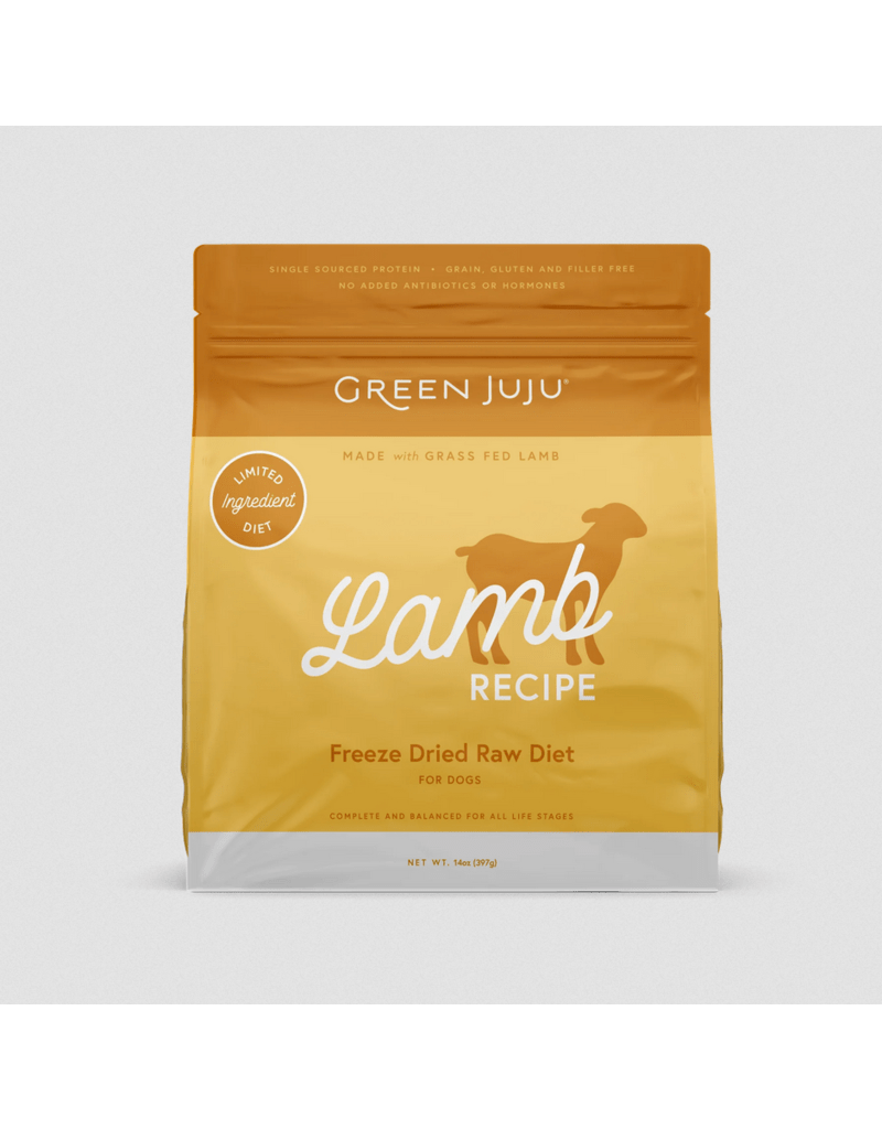 Green juju lamb freeze dried raw diet limited ingredient for dogs 14oz