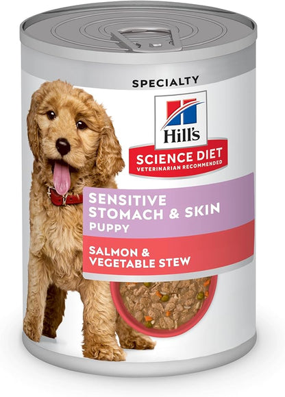 Hills science diet specialty sensitive stomach & skin salmon & vegetable stew canned dog food 12.5oz