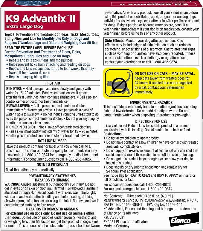 K9 Advantix ll flee and tick 1 dose