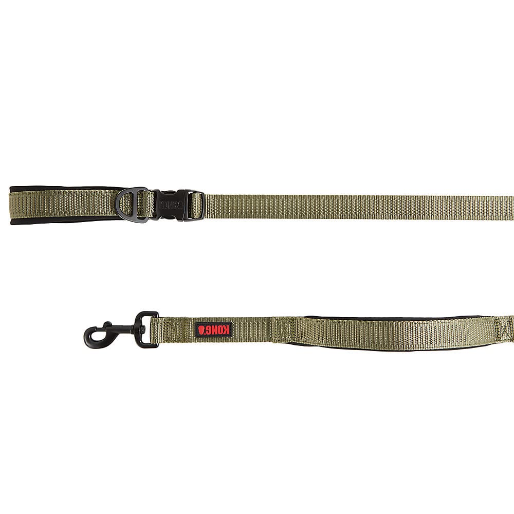 KONG Comfort Ultra Durable Traffic Padded Handle Hands Free Quick Control Dog Leash - 6' - Green - dog leash - 737257983540