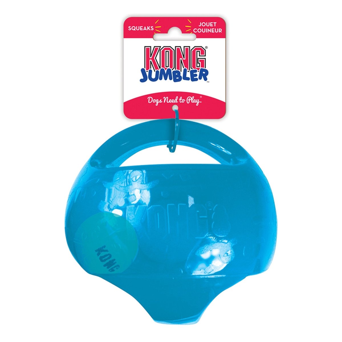 KONG - Jumbler Ball - Interactive Fetch Dog Toy with Tennis Ball - for Large/Extra Large Dogs (Assorted Colors) - 035585034089