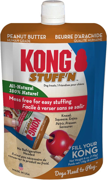 KONG - Stuff'N Dog Treat Paste - All - Natural Peanut Butter - 6 oz Pouch, Made in The USA