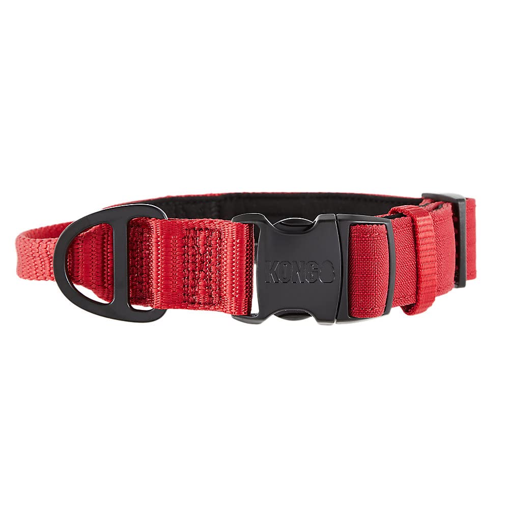 KONG Ultra Durable Padded Comfort Handle Dog Collar - Medium - Red - dog collar - 737257983021