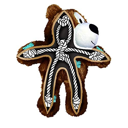 KONG - Wild Knots Bear - Internal Knotted Ropes and Minimal Stuffing for Less Mess (Assorted Colors) - For Small/Medium Dogs - 035585454252