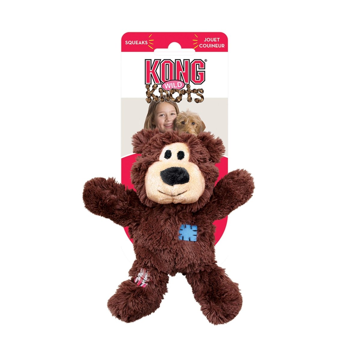 KONG - Wild Knots Bear - Internal Knotted Ropes and Minimal Stuffing for Less Mess (Assorted Colors) - For Small/Medium Dogs - 035585454252