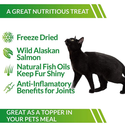 LIFE ESSENTIALS BY CAT - MAN - DOO All Natural Freeze Dried Wild Alaskan Salmon Treats for Cats & Dogs - Single Ingredient Grain Free Snack with No Additives or Preservatives, 5 Ounce Bag - 689076840828