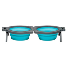 Loving Pets Travel Double Diner Dog Bowl - Blue - Medium - dog bowl - 842982079922