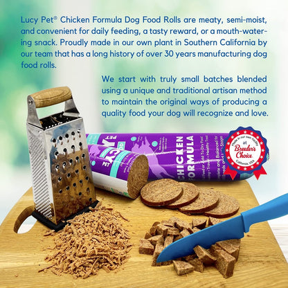 Lucy Pet Products Chicken Formula Dog Food Roll 2.5 lb, Meaty, Semi - Moist Dog Food - 850020456321