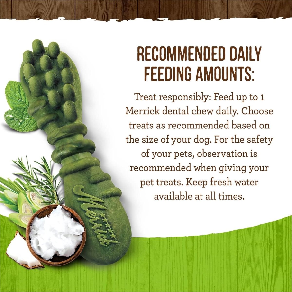 Merrick Fresh Kisses Dog Dental Chews For Large Breeds, Grain Free Dog Treats with Coconut and Botanical Oils - dental treats - 022808660231
