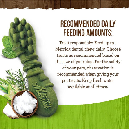 Merrick Fresh Kisses Dog Dental Chews For Large Breeds, Grain Free Dog Treats with Coconut and Botanical Oils - dental treats - 022808660231