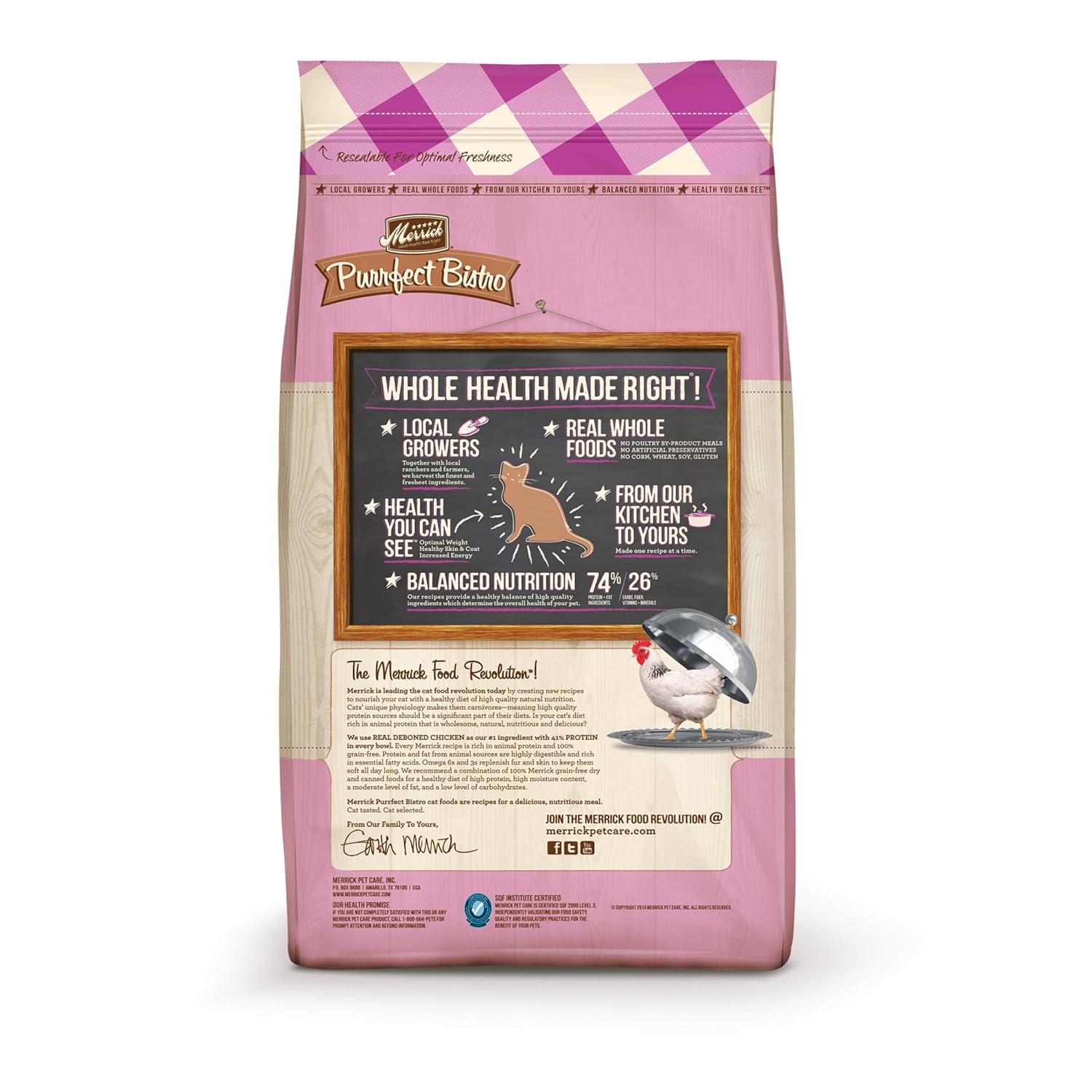 Merrick Purrfect Bistro Premium Grain Free Natural Dry Cat Food For Young Cats, Healthy Kitten Food Recipe - 7 lb. Bag