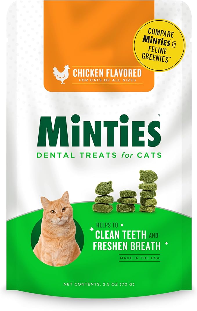 Minties dental treats for cats 2.5 oz chicken flavor