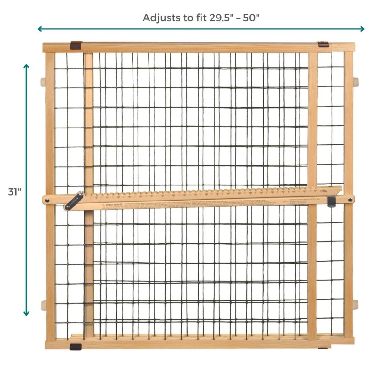 MYPET North States Wire Mesh Dog Gate - 29.5 - 50" Wide - Pressure Mount - Dog Gate 31" Tall - Expandable - Durable Dog Gates for Doorways - Sustainable Hardwood - door - 026107046147