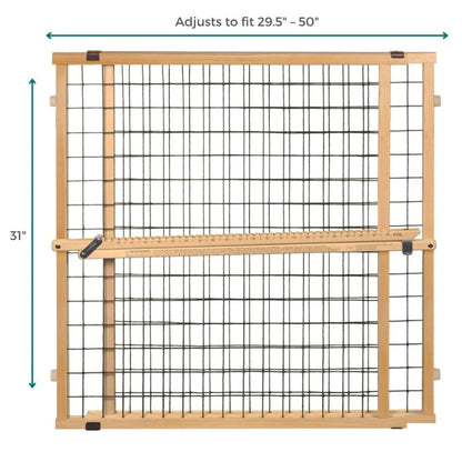 MYPET North States Wire Mesh Dog Gate - 29.5 - 50" Wide - Pressure Mount - Dog Gate 31" Tall - Expandable - Durable Dog Gates for Doorways - Sustainable Hardwood - door - 026107046147