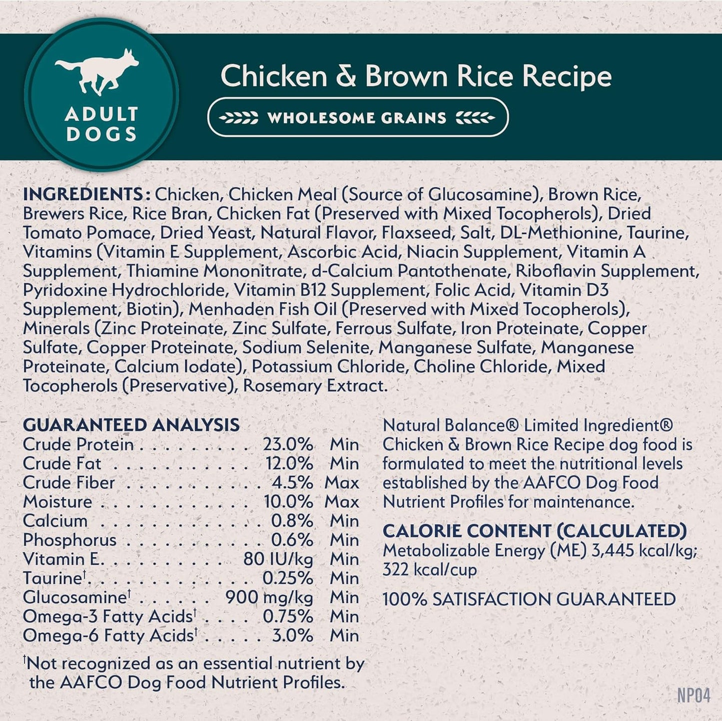 Natural balance limited ingredient chicken and brown rice 24 lb