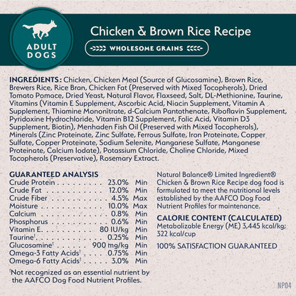 Natural balance limited ingredient chicken and brown rice 24 lb
