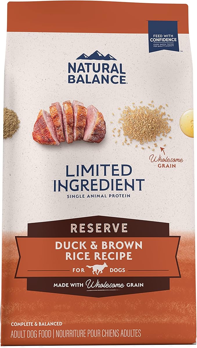 Natural balance limited ingredient Duck & brown rice recipe dry dog food 22lbs