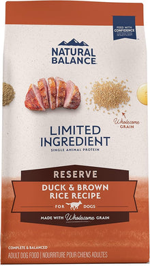Natural balance limited ingredient Duck & brown rice recipe dry dog food 22lbs