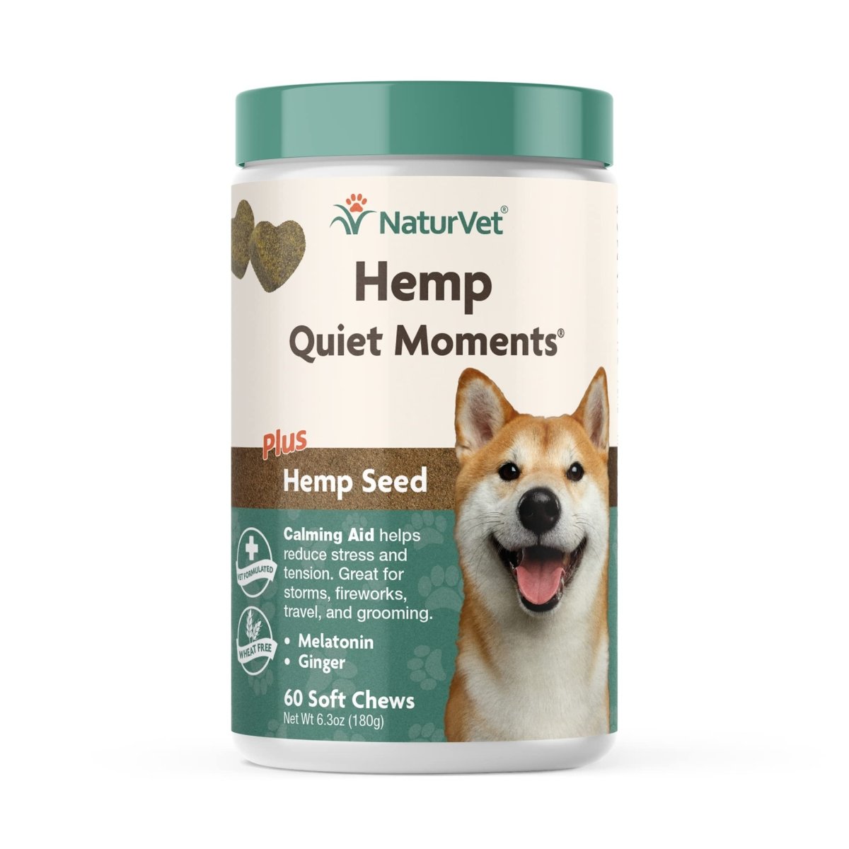 NaturVet Quiet Moments Plus Hemp Calming Aid Soft Chews for Dogs - 60 CT - dog supplement - 797801059312