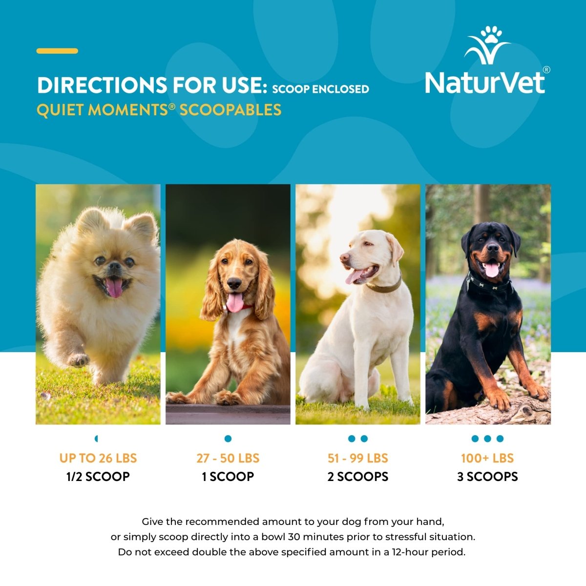 NaturVet Scoopables Quiet Moments Dog Calming Aid for Dogs - Promotes Calm with Stressful Events Like Storms - Fireworks - Travel - Separation Anxiety - Hickory Smoked Bacon Flavored - 11 oz Bag