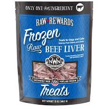 Northwest naturals frozen raw beef liver 12oz dog cat treats