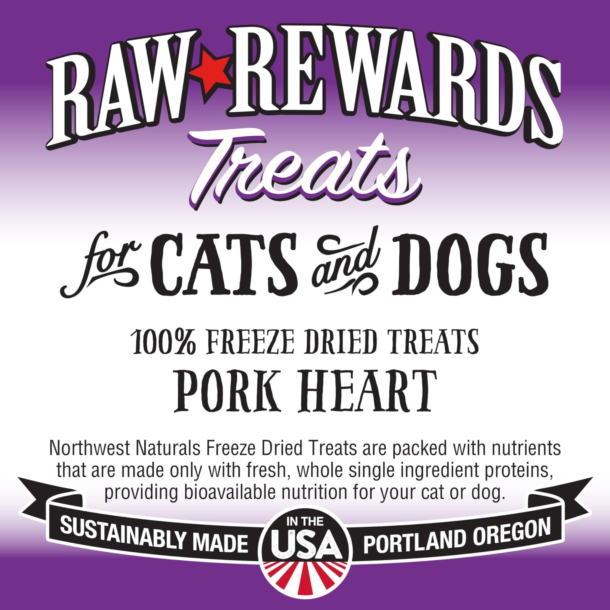 Northwest Naturals Raw Rewards Freeze - Dried Pork Heart Treats - 3 oz