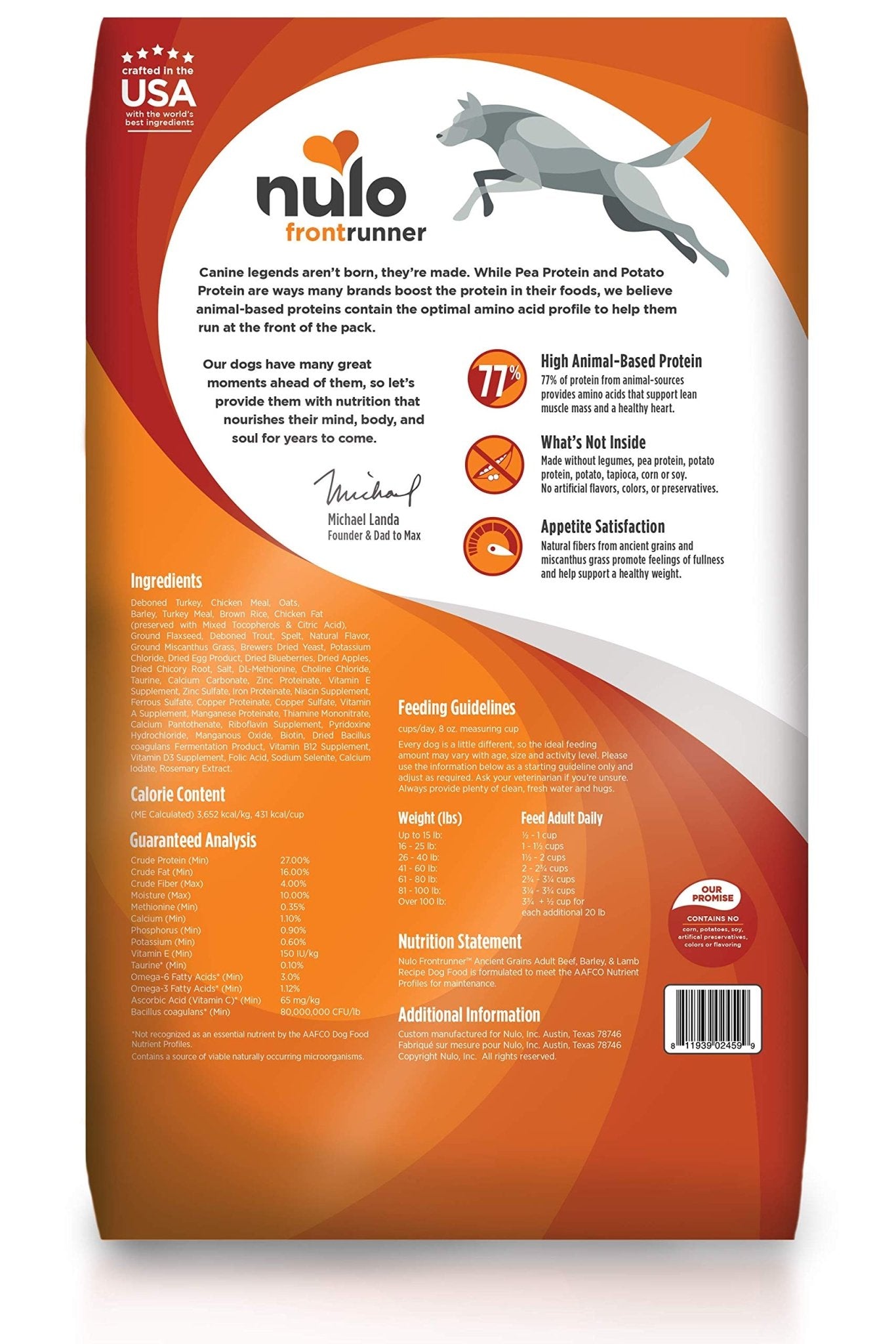 Nulo Frontrunner Dry Dog Food for Adult Dogs - Grain Inclusive Turkey & Trout Recipe with High Taurine Levels - 23 lb Bag