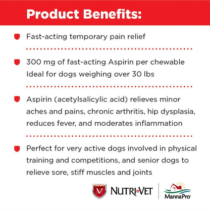 Nutri - Vet Aspirin for Dogs | Medium to Large Dogs | 300mg