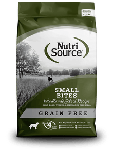 Nutrisource small bites woodlands select recipe grain free dry dog kibble 4lb bag