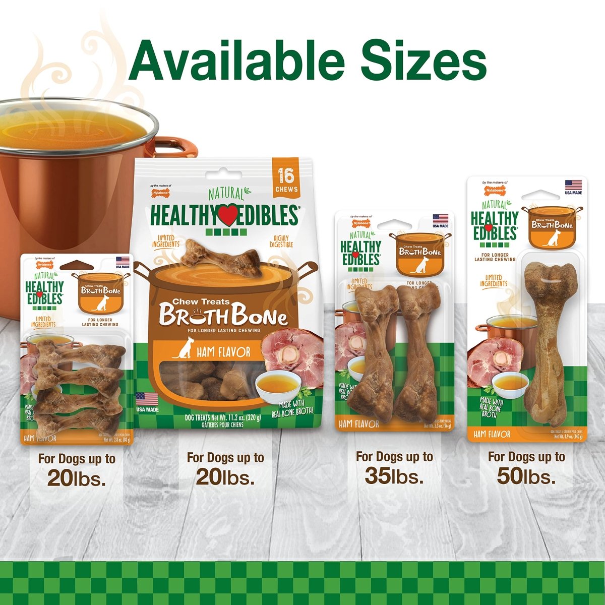 Nylabone Healthy Edibles Broth Bone All Natural Dog Treats Made With Real Bone Broth Small/Regular (16 count)