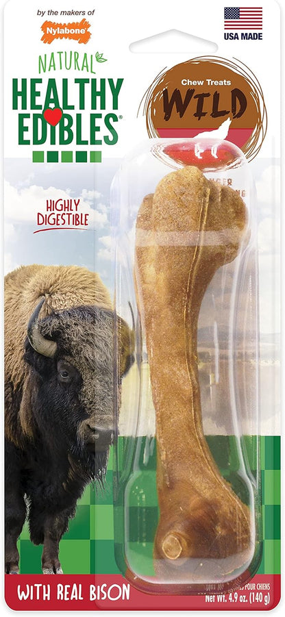 Nylabone healthy edibles real bison large dog treat 4.9ozn