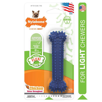 Nylabone Moderate Chew FlexiChew Dental Chew Toy Chicken Flavor X - Small/Petite - Up to 15 lbs.