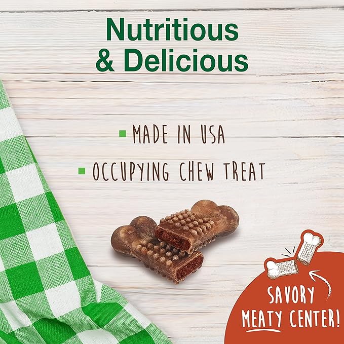 Nylabone natural healthy edibles chew treats meaty center beef 9.9oz 12 small chews